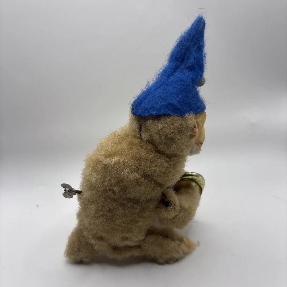 Vintage 1950s Max Carl Wind Up Monkey Playing Cymbals Blue Hat Germany Works